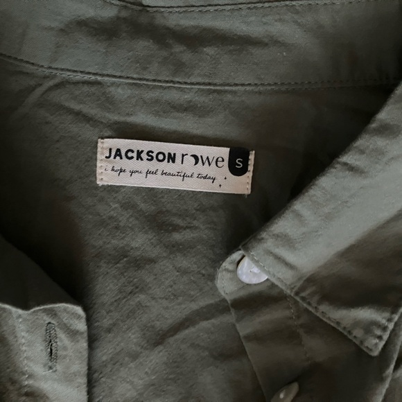 Jackson Rowe Cropped Boyfriend shirt - army green size small - Picture 5 of 6